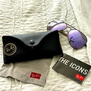 Ray-Ban Custom Polarized Aviator Womens Sunglasses, Lilac & Bronze